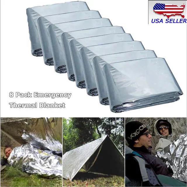Alt view image 3 of 6 - Intsupermai 84" X52" 8 Pack Emergency BLANKET Thermal Survival Rescue Blanket Safety Insulating Mylar Hiking Outdoors Camping Emergency Space