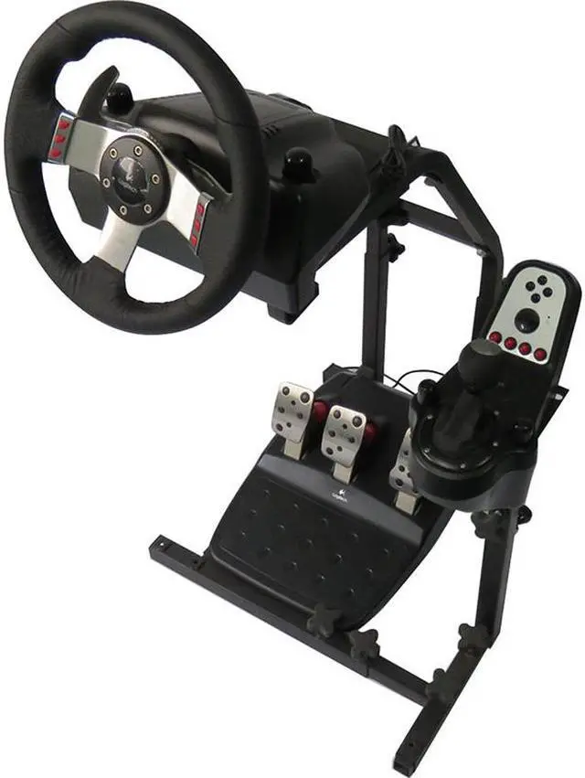 Alt view image 3 of 4 - Intsupermai Racing Simulator Steering Wheel Stand Driving Gaming Steering Wheel Bracket Frame Stand Simulated Racing Game Seat