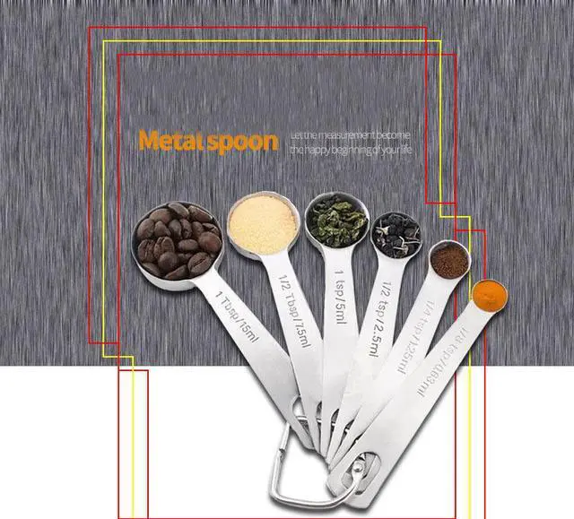 Main image of Intsupermai Stainless Steel Measuring Spoons Set of 6 with D-RING Holder