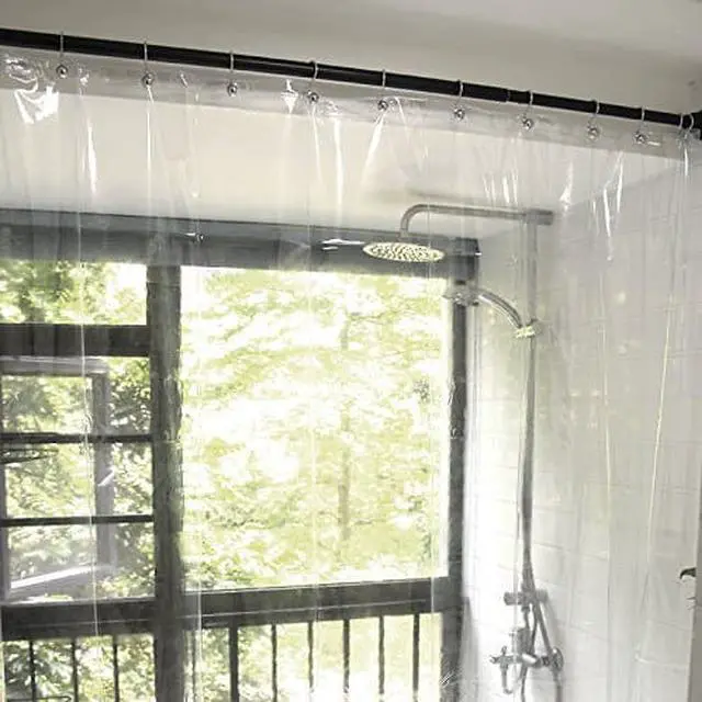 Alt view image 2 of 7 - Intsupermai Clear PEVA Shower Curtain 72"W x 72"H Waterproof Mildew Resistant No Smell