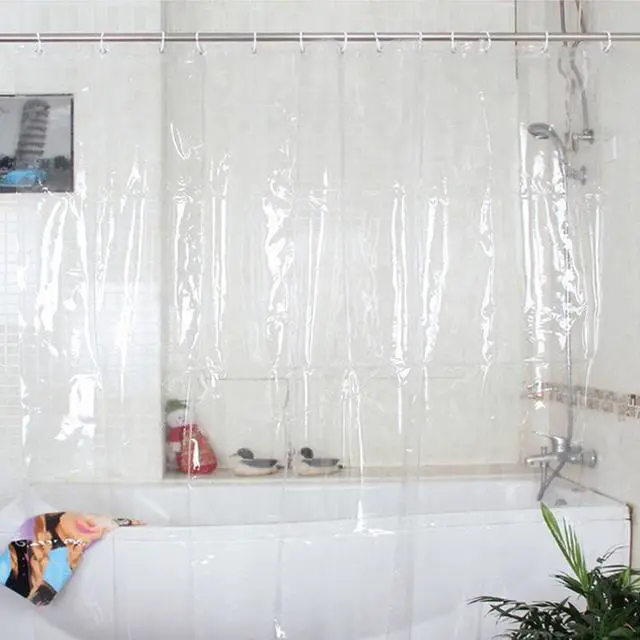 Alt view image 7 of 7 - Intsupermai Clear PEVA Shower Curtain 72"W x 72"H Waterproof Mildew Resistant No Smell
