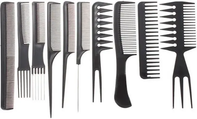 Alt view image 3 of 3 - Intsupermai 10 PCS Salon Hair Styling Comb Set Profession Hairdressing Plastic Barbers Brush
