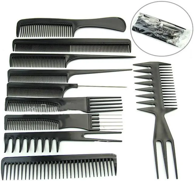 Main image of Intsupermai 10 PCS Salon Hair Styling Comb Set Profession Hairdressing Plastic Barbers Brush