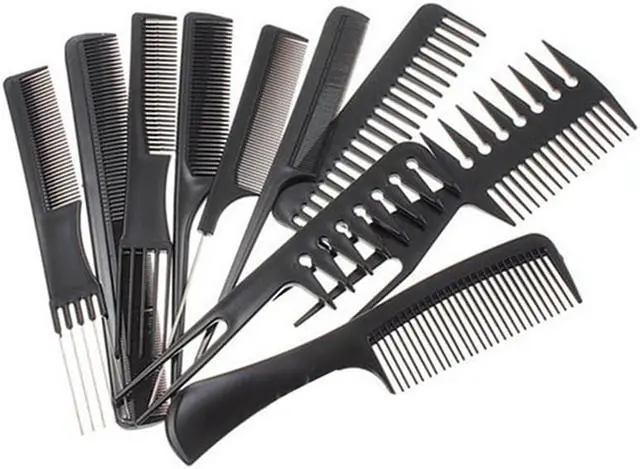 Alt view image 2 of 3 - Intsupermai 10 PCS Salon Hair Styling Comb Set Profession Hairdressing Plastic Barbers Brush