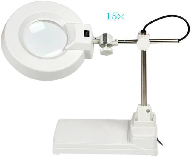 Intsupermai 15X Magnifier LED Benchtop Cross Holder Magnifying White ...
