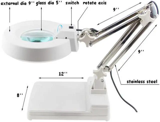 Alt view image 2 of 2 - Intsupermai 15X Magnifier LED Lamp Light Magnifying White Glass Lens Desk Table Repair Tool