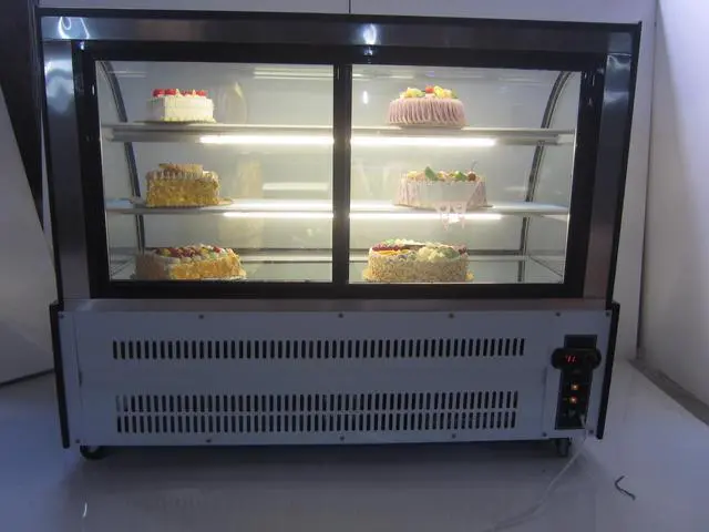 Alt view image 3 of 4 - Intsupermai 220V 48inch Glass Refrigerated Cake Pie Showcase Bakery Display Case Cabinet Floor Arc-shaped Back Door