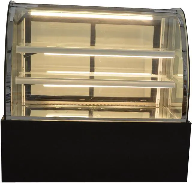 Alt view image 4 of 4 - Intsupermai 220V 48inch Glass Refrigerated Cake Pie Showcase Bakery Display Case Cabinet Floor Arc-shaped Back Door
