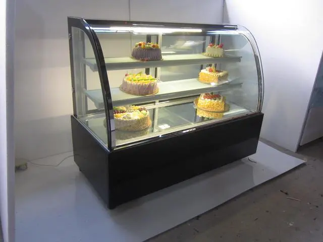 Alt view image 2 of 4 - Intsupermai 220V 48inch Glass Refrigerated Cake Pie Showcase Bakery Display Case Cabinet Floor Arc-shaped Back Door