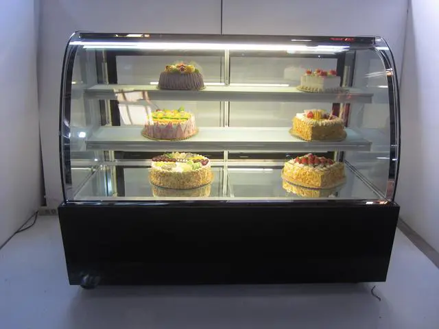 Main image of Intsupermai 220V 48inch Glass Refrigerated Cake Pie Showcase Bakery Display Case Cabinet Floor Arc-shaped Back Door
