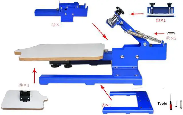 Alt view image 3 of 4 - Intsupermai Adjustable Pallet Incline 30 Degree Tiltable 1 Color Screen Press Print Machine
