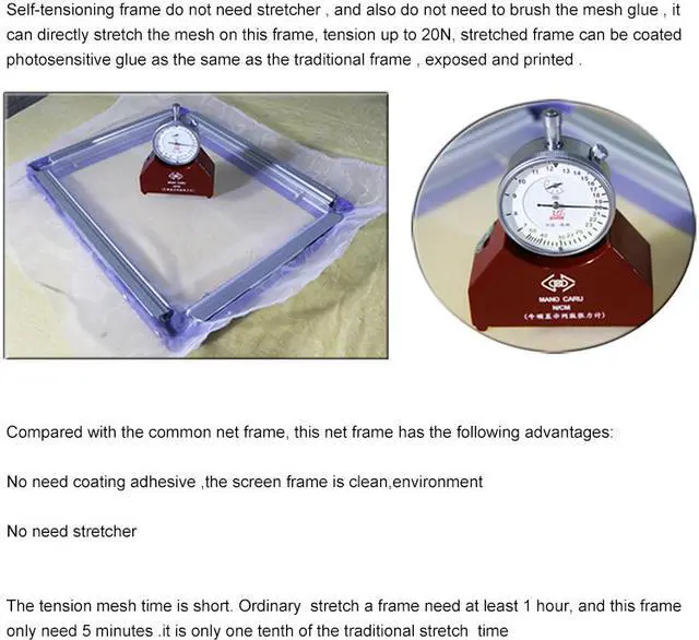 Alt view image 4 of 4 - Intsupermai 7x9 Inch Screen Frame Mesh Silk Screen Printing Mesh Stretching Frame Glue Free Stretch Screen Frame