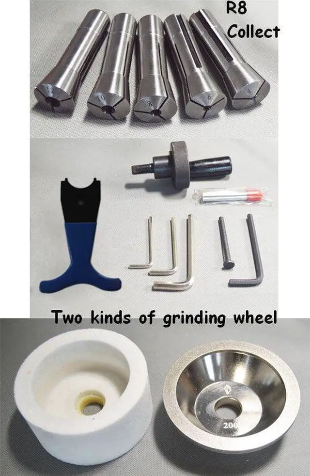 Alt view image 7 of 7 - Intsupermai Sharpener End Mill Lathe Drill Bit Knife Grinder 220V R8 Collects with Accessories