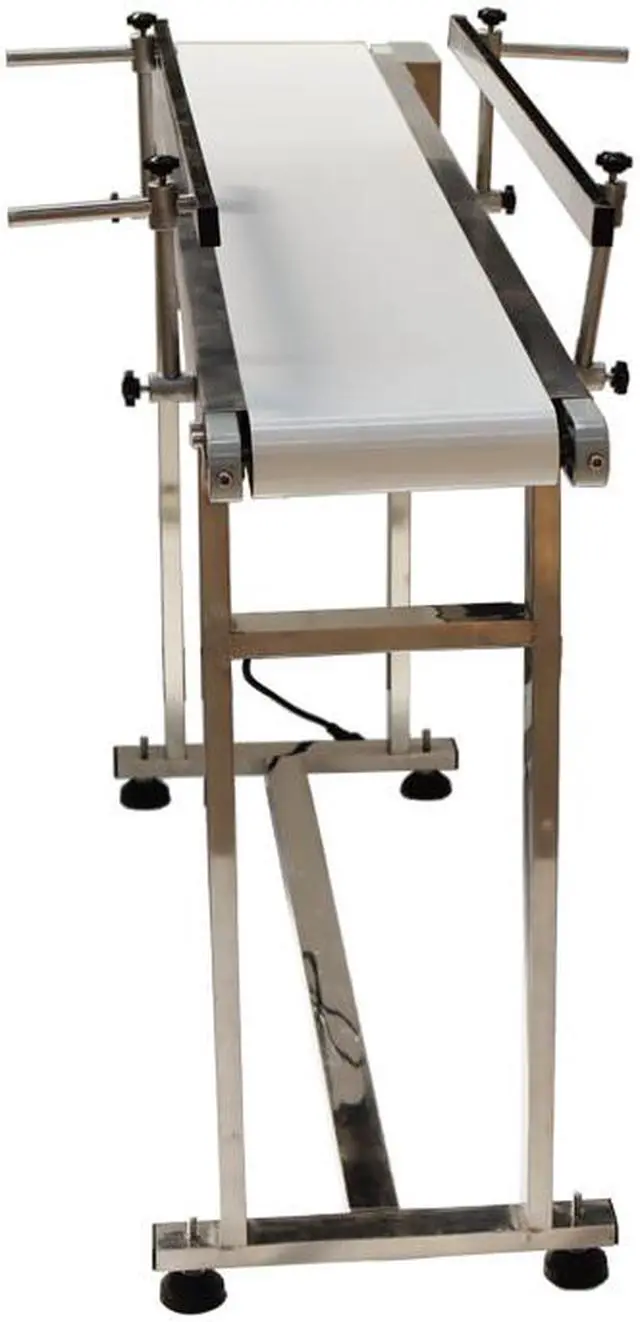 Alt view image 4 of 6 - Intsupermai 110V Packaging Machine Long White PVC Belt Conveyor 53inch Length 7.8inch Width Conveyor with Double Guardrail