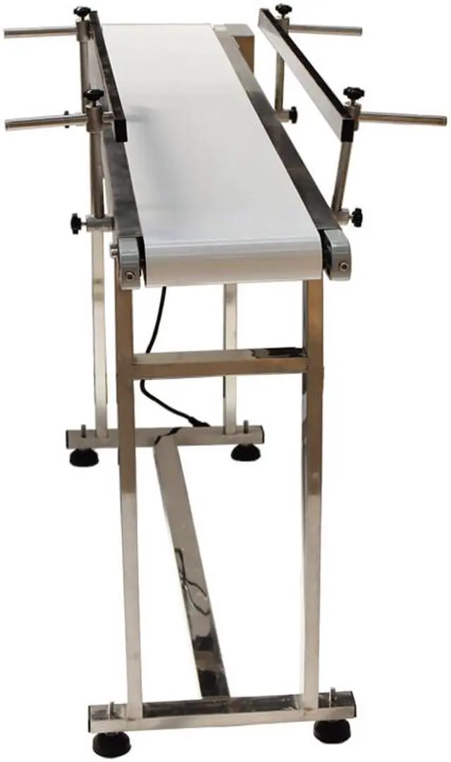 Alt view image 2 of 6 - Intsupermai 110V Packaging Machine Long White PVC Belt Conveyor 53inch Length 7.8inch Width Conveyor with Double Guardrail