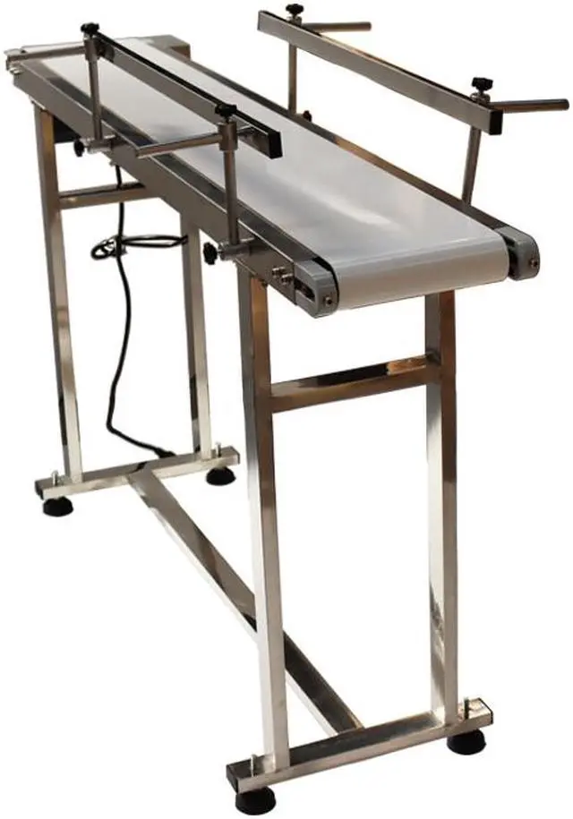 Alt view image 3 of 6 - Intsupermai 110V Packaging Machine Long White PVC Belt Conveyor 53inch Length 7.8inch Width Conveyor with Double Guardrail
