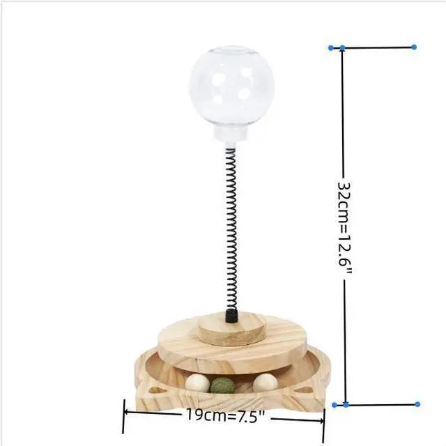 Alt view image 3 of 7 - Cat Toy Treat Ball Treat Dispenser Toy, with Catnip,Roller Track Interactive Cats Toys Indoor Kitten, Cat Food Toy Solid Wood Feeder Ball