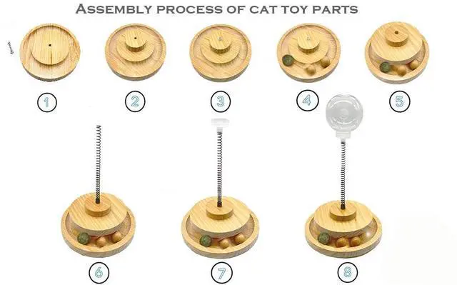 Alt view image 7 of 7 - Cat Toy Treat Ball Treat Dispenser Toy, with Catnip,Roller Track Interactive Cats Toys Indoor Kitten, Cat Food Toy Solid Wood Feeder Ball