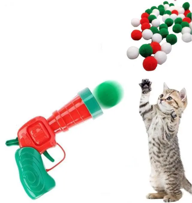 Alt view image 5 of 7 - Interactive Cat Launcher Toys for Cats Pom Pom BallS Toy Shooter Indoor Play Cats Chasing Toy 50 balls with launcher