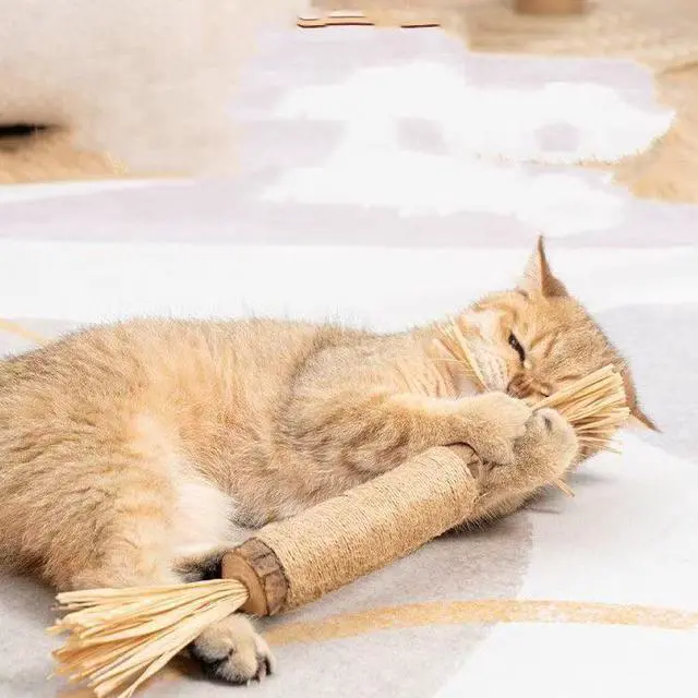Alt view image 2 of 7 - nteractive Cat Catnip Chew Toys, Natural Silvervine Teething Sticks, Jute Rope Wrapped Dental Care with Raffia Tassels (Extra Large 1 Pc)