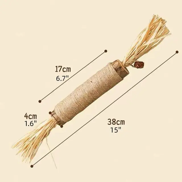 Alt view image 6 of 7 - nteractive Cat Catnip Chew Toys, Natural Silvervine Teething Sticks, Jute Rope Wrapped Dental Care with Raffia Tassels (Extra Large 1 Pc)