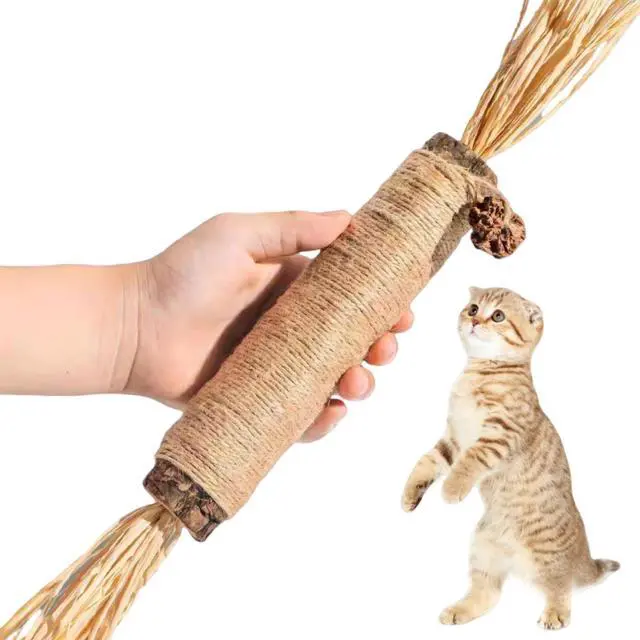 Alt view image 5 of 7 - nteractive Cat Catnip Chew Toys, Natural Silvervine Teething Sticks, Jute Rope Wrapped Dental Care with Raffia Tassels (Extra Large 1 Pc)
