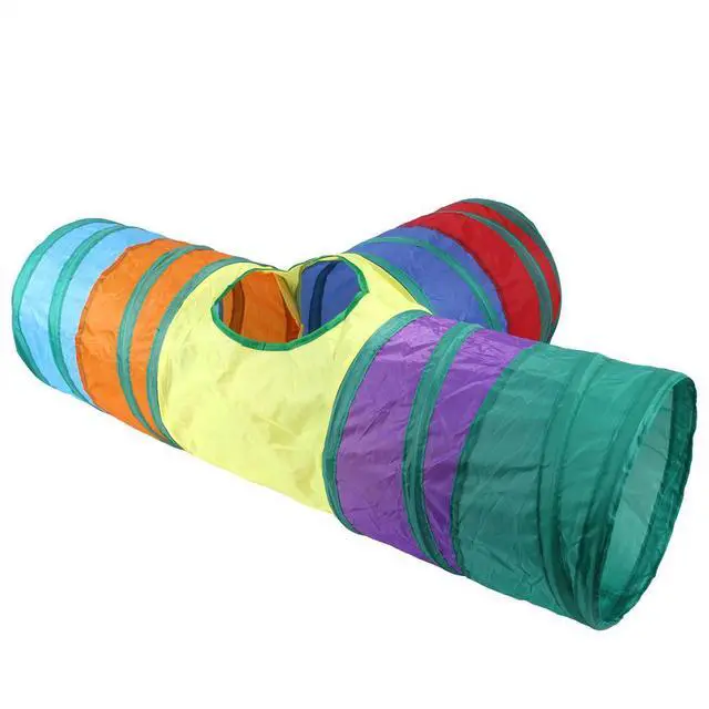 Alt view image 6 of 7 - Rainbow Cat Tunnels with Interactive Ball Indoors Cat Play Tunnel for Indoor Outdoor, Cat Tunnel Large Cat Toy Kitten Kitty Rabbit 3 Ways