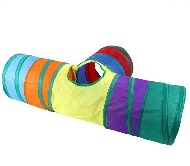 Alt view image 3 of 7 - Rainbow Cat Tunnels with Interactive Ball Indoors Cat Play Tunnel for Indoor Outdoor, Cat Tunnel Large Cat Toy Kitten Kitty Rabbit 3 Ways