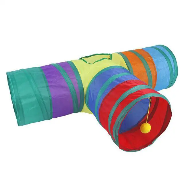 Alt view image 7 of 7 - Rainbow Cat Tunnels with Interactive Ball Indoors Cat Play Tunnel for Indoor Outdoor, Cat Tunnel Large Cat Toy Kitten Kitty Rabbit 3 Ways