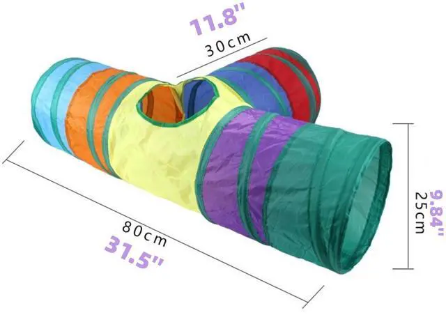 Alt view image 2 of 7 - Rainbow Cat Tunnels with Interactive Ball Indoors Cat Play Tunnel for Indoor Outdoor, Cat Tunnel Large Cat Toy Kitten Kitty Rabbit 3 Ways