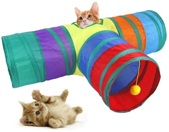 Main image of Rainbow Cat Tunnels with Interactive Ball Indoors Cat Play Tunnel for Indoor Outdoor, Cat Tunnel Large Cat Toy Kitten Kitty Rabbit 3 Ways