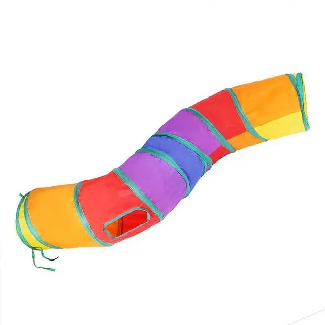 Alt view image 6 of 6 - Rainbow Cat Tunnels with Interactive Ball Indoors Cat Play Tunnel for Indoor Outdoor, Cat Tunnel Large Cat Toy Kitten Kitty Rabbit S Way