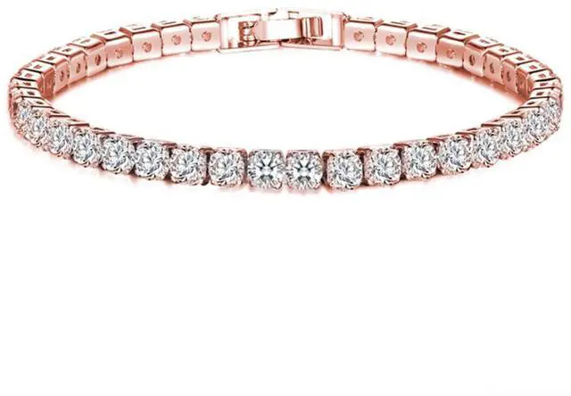 Main image of 7 inches 4mm 3 colors Gold Plated Tennis Bracelet for Women Jewelry Zircon Diamond Roman Hand Chain with Box