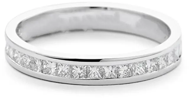 Alt view image 2 of 6 - Sterling Silver Jewelry Semi Mount Wedding Band Ring Princess Zircon Mount 18K White Gold Plated 6