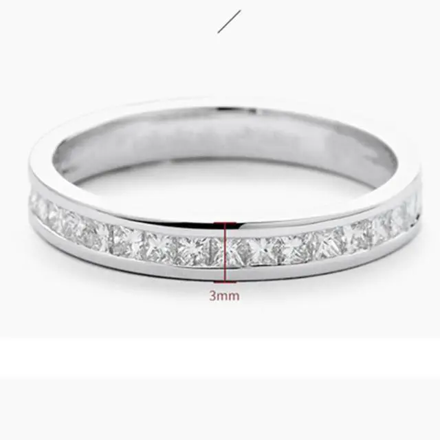 Alt view image 4 of 6 - Sterling Silver Jewelry Semi Mount Wedding Band Ring Princess Zircon Mount 18K White Gold Plated 6