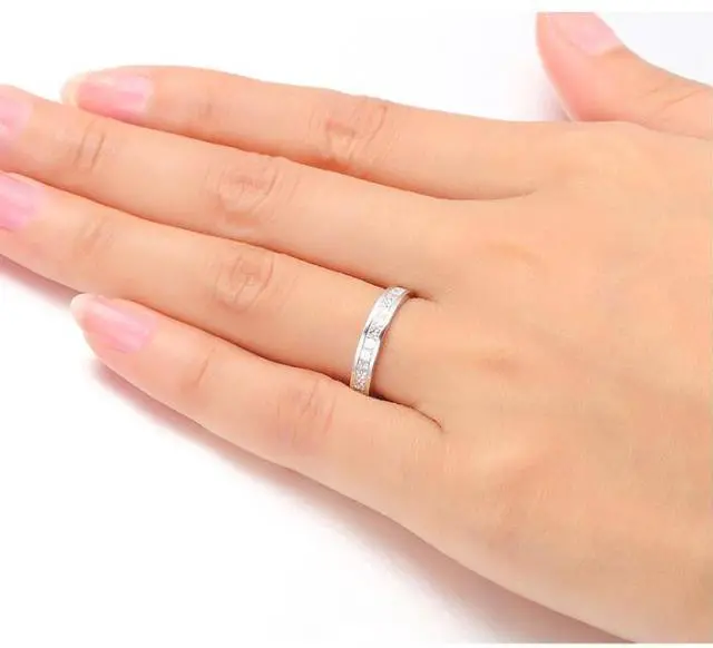 Alt view image 6 of 6 - Sterling Silver Jewelry Semi Mount Wedding Band Ring Princess Zircon Mount 18K White Gold Plated 6