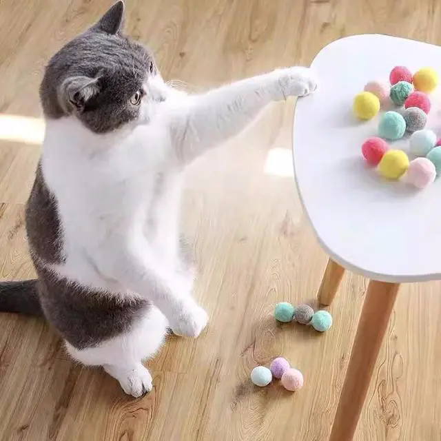 Alt view image 4 of 7 - Cat Toy Ball Launcher Set Colorful Plush Toys Pom Pom Balls for Cats Colorful Plush Pom Balls, Self Play, Interactive, Indoor Cats Enrichment, Shooting Only 50 Balls