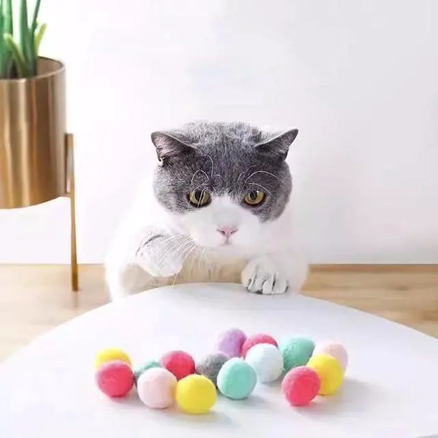 Alt view image 6 of 7 - Cat Toy Ball Launcher Set Colorful Plush Toys Pom Pom Balls for Cats Colorful Plush Pom Balls, Self Play, Interactive, Indoor Cats Enrichment, Shooting Only 50 Balls