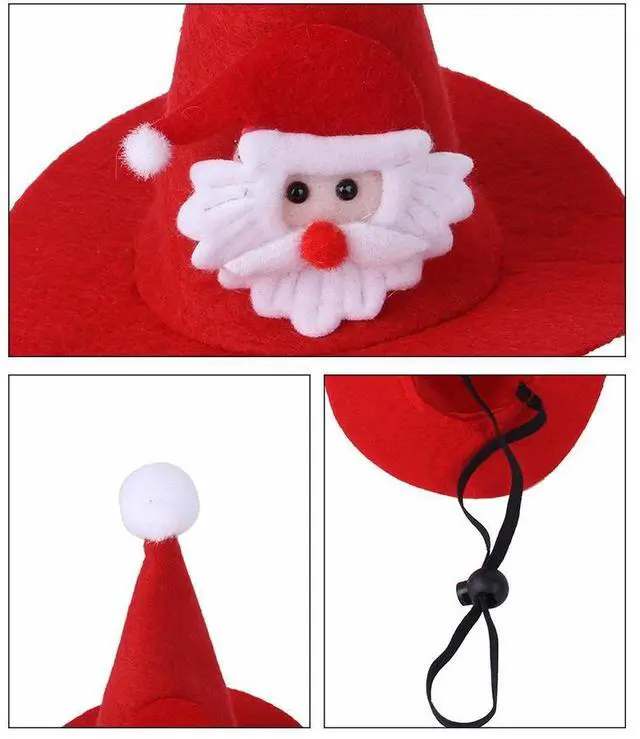 Alt view image 6 of 7 - Santa Claus Hat for Cats Xmas Outfits Clothes Puppy Cat Christmas Costume Hat Santa Claus Pattern Cat Cosplay Costume