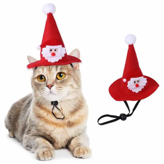 Main image of Santa Claus Hat for Cats Xmas Outfits Clothes Puppy Cat Christmas Costume Hat Santa Claus Pattern Cat Cosplay Costume