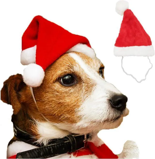 Alt view image 5 of 6 - Santa Claus Hat for Cats Xmas Outfits Clothes Puppy Cat Christmas Costume Hat Santa Claus Pattern Cat Cosplay Costume Solid