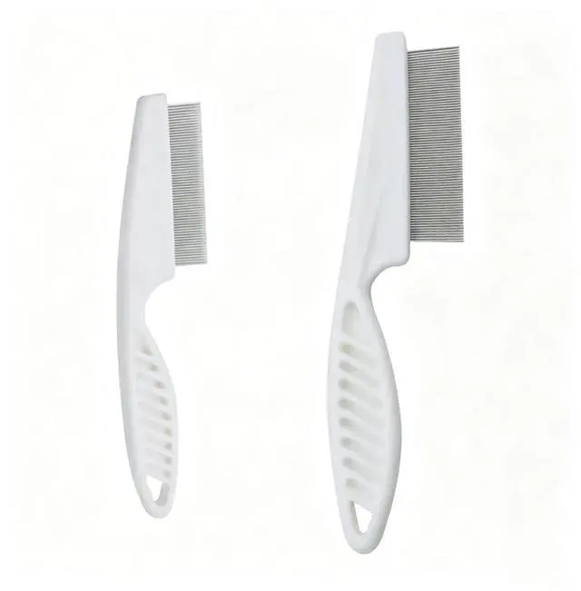Main image of PetCare Essentials Flea and Lice Comb Set Stainless Steel Grooming Tools with Rounded Teeth for Dogs and Cats 2 Pack