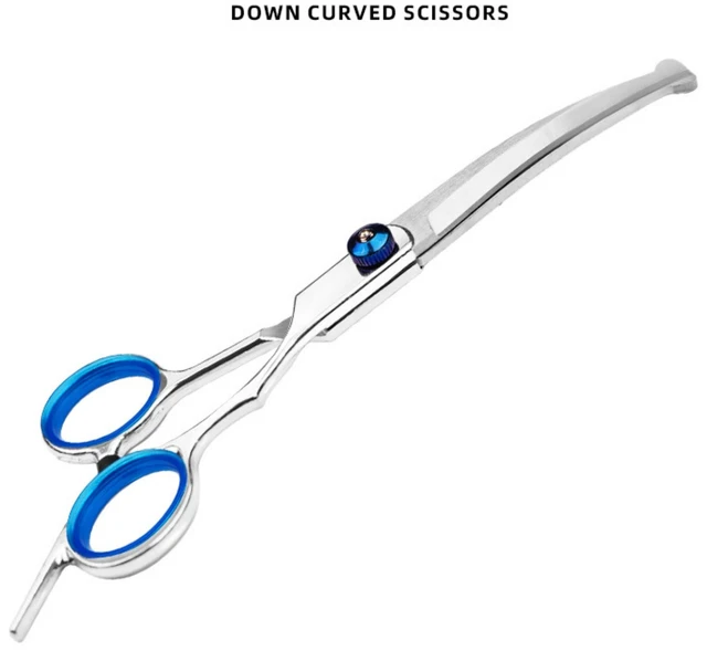 Alt view image 4 of 7 - Pet Hair Cut Set Scissors for Dogs and Cats Straight & Thinning Scissors, Ergonomic Grip, Curved Safety Tip