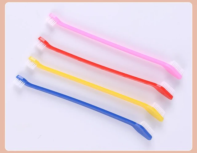 Alt view image 2 of 7 - 4 Pcs Double-Headed Dog Toothbrush Cat Toothbrush Set Long Handle Pet Dental Care Long Handle, Pet Dental Care,Double-Headed