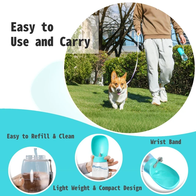 Alt view image 3 of 7 - 200 ml Dispensing Dog Water Bottle Portable Water Bottle Travel Bowl Portable Travel Design, Leak-proof Nozzle,Dispensing Dog Water Bottle,Easy Access Light Blue
