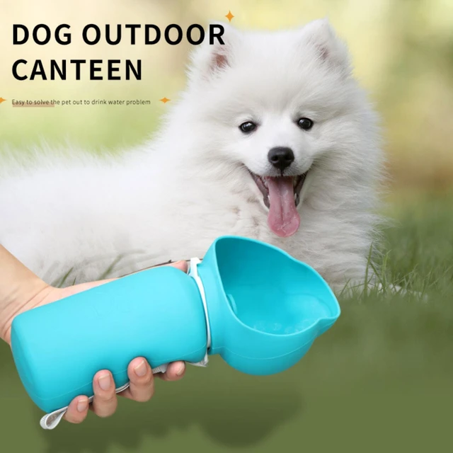 Alt view image 2 of 6 - 550 ml Dispensing Dog Water Bottle with Water Dispenser Portable Travel Bottle Pet Portable, Small & Medium Dogs, Lead & Dispenser Bowl, Leak-Proof Blue
