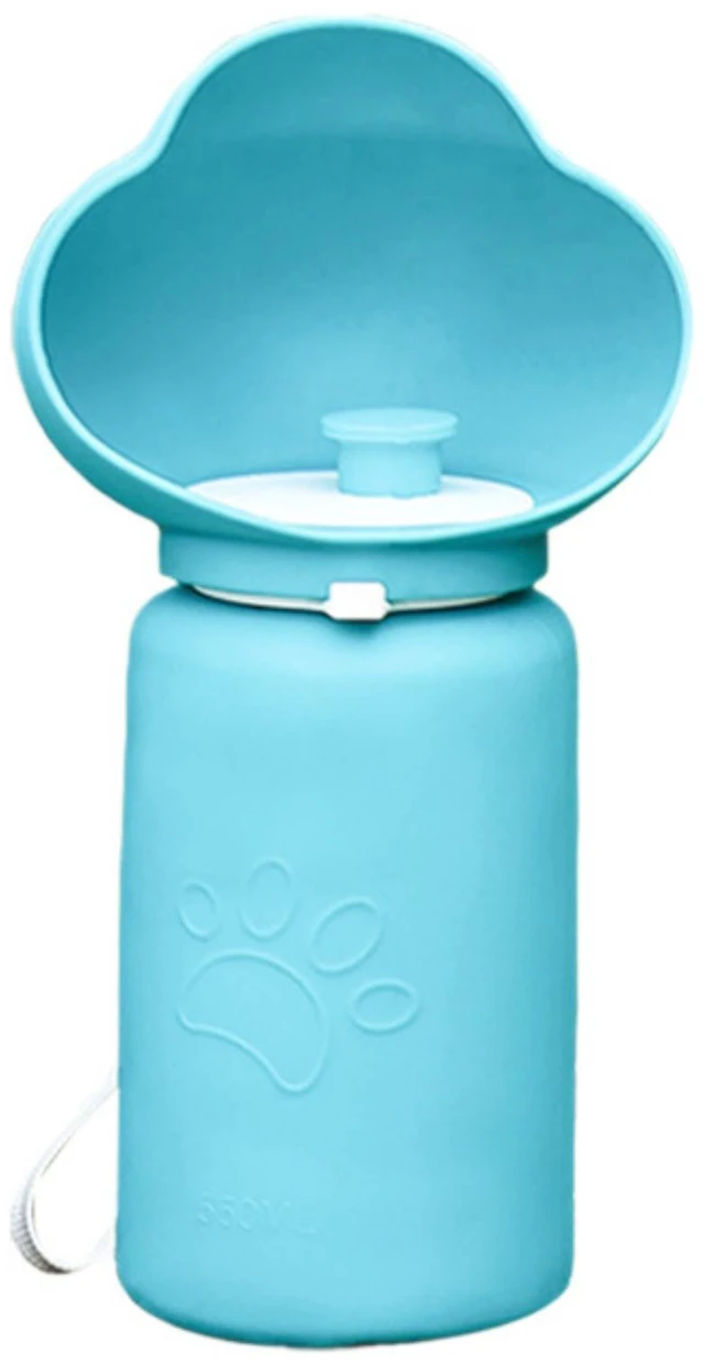 Alt view image 6 of 6 - 550 ml Dispensing Dog Water Bottle with Water Dispenser Portable Travel Bottle Pet Portable, Small & Medium Dogs, Lead & Dispenser Bowl, Leak-Proof Blue