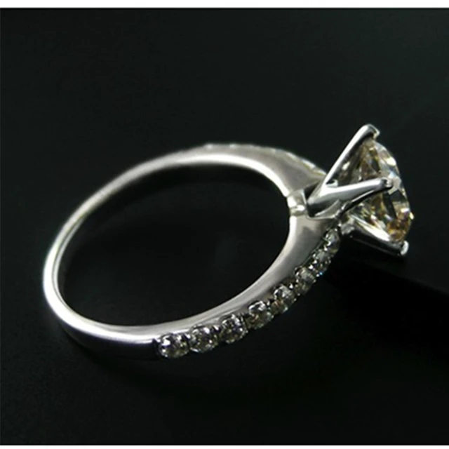 Alt view image 3 of 7 - Wedding Rings Sterling Silver Promise Ring 6mm Cushion 1CT Zircon Ring Women Engagement Jewelry Sterling Silver in 18K White Gold Plated 9