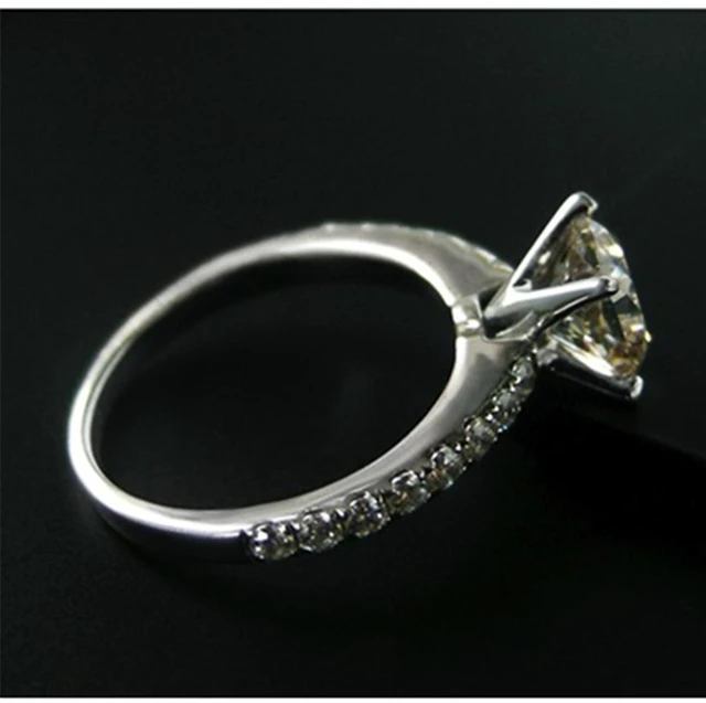 Alt view image 2 of 7 - Wedding Rings Sterling Silver Promise Ring 6mm Cushion 1CT Zircon Ring Women Engagement Jewelry Sterling Silver in 18K White Gold Plated 6.5