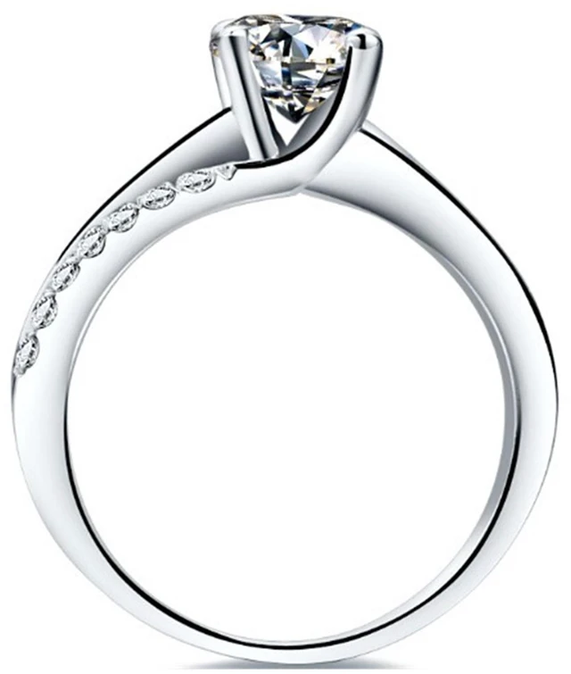 Alt view image 3 of 7 - Superb 1CT Zircon Diamond Ring 4 Prongs Setting Engagement Ring for Women Sterling Silver